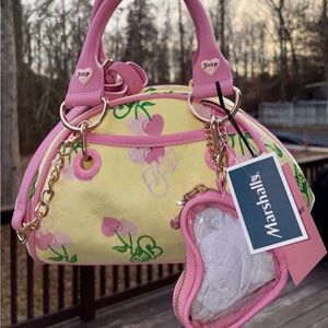 Juicy Couture Cherry Gelato Satchel Crossbody Bag Bowler Handbag Retro NEW Pink
